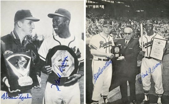 Pair of Milwaukee Braves Dual Signed 8x10 Photos: Hank Aaron & Eddie Mathews and Hank Aaron & Warren Spahn